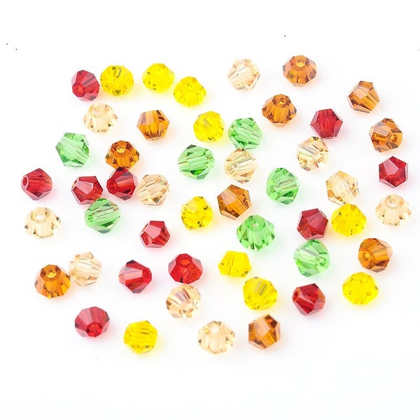 perles toupies cristal 4 mm mélange couleur rouge x 25