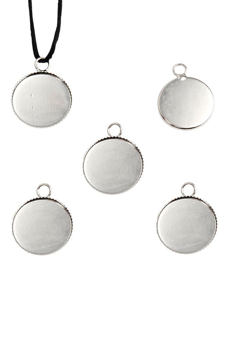 2 silver round 10mm supports for round cabochons