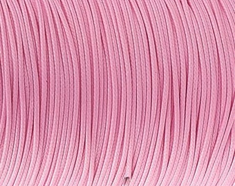 3 m de cordon polyester ciré 1 mm rose clair