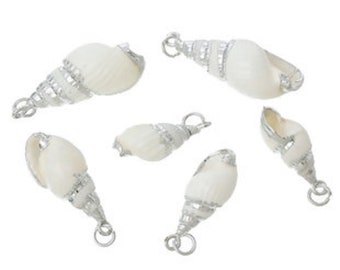 Lot De 10 Perles Spirale Coquillage Escargot De Mer En Laiton Argenté 10mm - Pour Création De Bijoux, DIY, Intercalaires