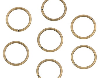 20 anneaux 8 mm ronds ouverts métal bronze antique