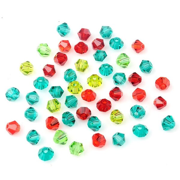 perles x 25 toupies cristal 4 mm mélange couleur turquoise