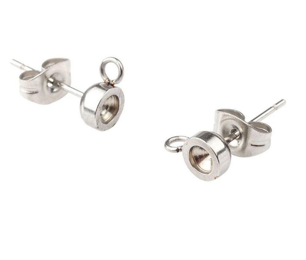 Drop Earrings Sterling Silver Ball Ring Earring Pair Of Implant Grade Titanium Silver Ball Stud 2mm, 3mm,  Or