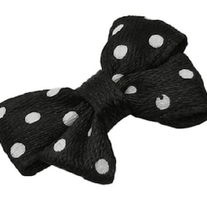 Five bows in black fabric with white dots. image 1