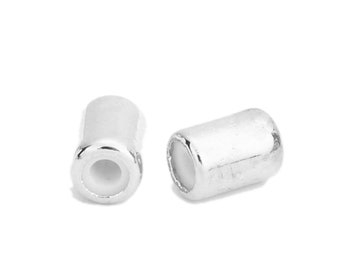 1 silicone and silver metal tube stopper bead