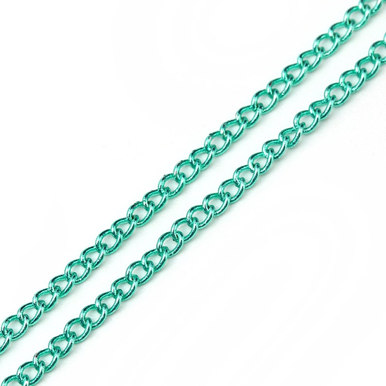 1 m green metal chain links soldered