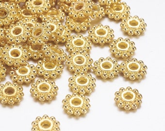 50 beads 6.5 mm heishi spacers gold metal