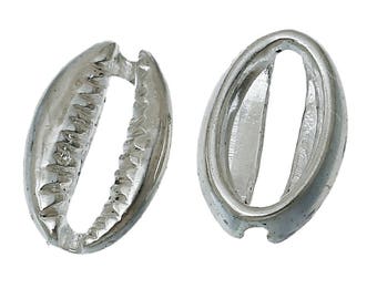 x 2 breloques pendentif connecteur coquillage métal argenté .