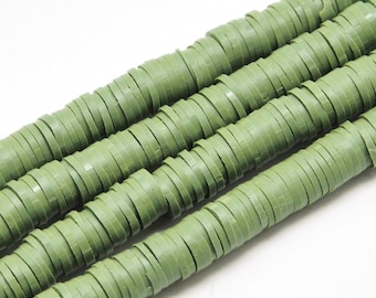 100 beads 6 mm polymer fimo khaki green or olive green