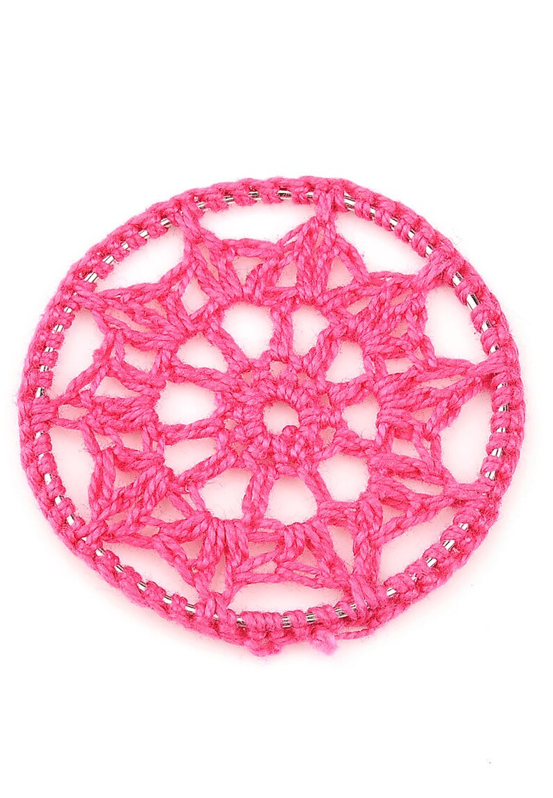 1 pendentif attrape rêves pendentif crochet rose fuchsia image 1