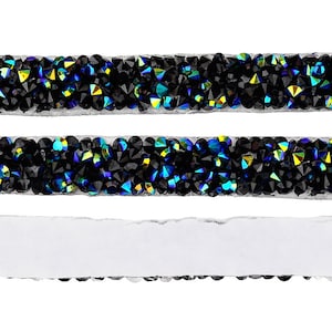 20 cm de cordon strass 10 mm bleu nuit ruban adhésif