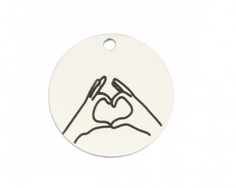 1 silver stainless steel heart gesture pendant