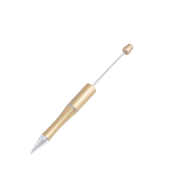 1 stylo doré acrylique et métal argenté à personnaliser avec des perles