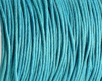 3 m de cordon coton ciré 1 mm turquoise