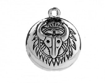 1 Indian buffalo pendant silver metal medallion