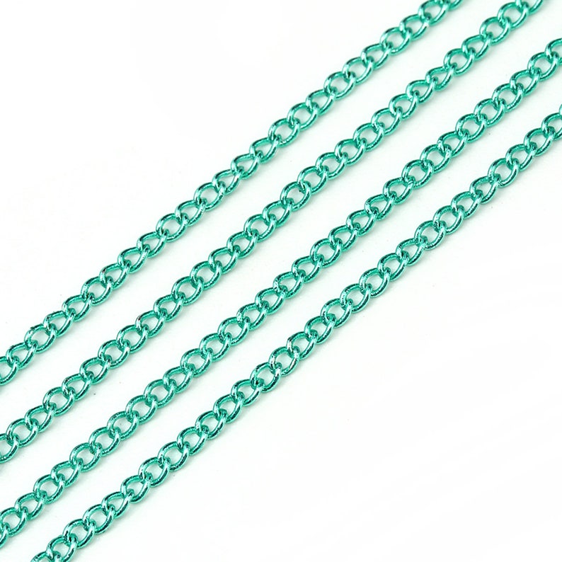 1 m green metal chain links soldered