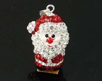 1 pendentif breloque Père Noël en strass cristal autrichien cristal et rouge