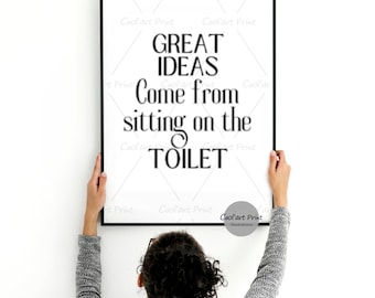 Affiche humoristique salle de bain. Citation toilette comique. Illustration drôle. Humour wc.