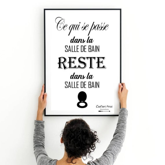 Citation drôle salle de bain, humour, affiche humoristique, citation  toilette, citation comique, illustration drôle, -  France