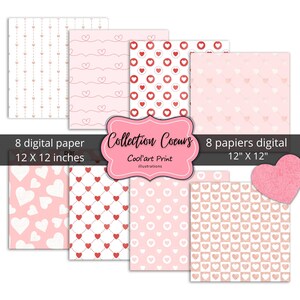 Pink and white heart scrapbook paper, photo album paper, 12" X 12", DIY accessories, craft supplies