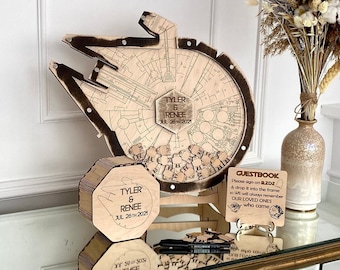 Millennium Falcon wedding guestbook alternative, ship guestbook wedding frame