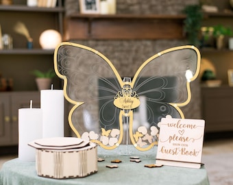 Mia quince guestbook alternative , Butterfly gold sweet 16 guest book alternative