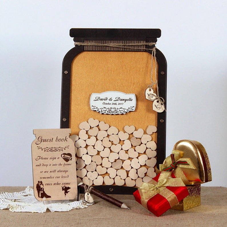 Mason Jar Wedding Guest Book Alternative Wood Mason Jar Etsy