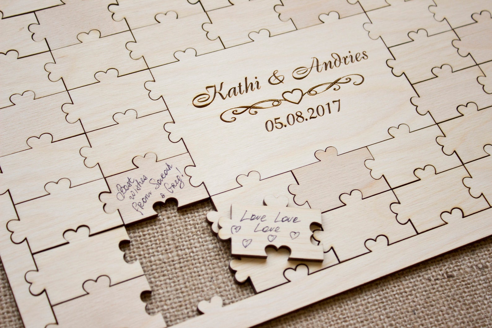 Puzzle wedding guest book Puzzle guestbook Wedding guestbook Etsy