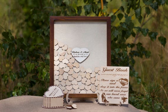 Rustikale Holz Hochzeit wünschen Baum Gast Zeichen Buch Hochzeit Herzstück