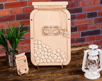 Shadow Box wedding guest book alternative Wedding guestbook mason jar Wooden guest book Guestbook ideas Custom guestbook  Mason Jar