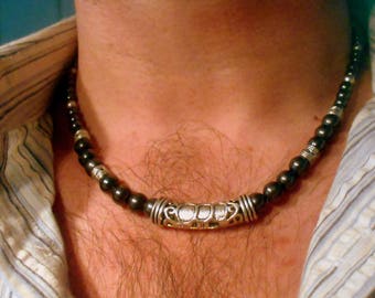 Mens black necklace | Etsy