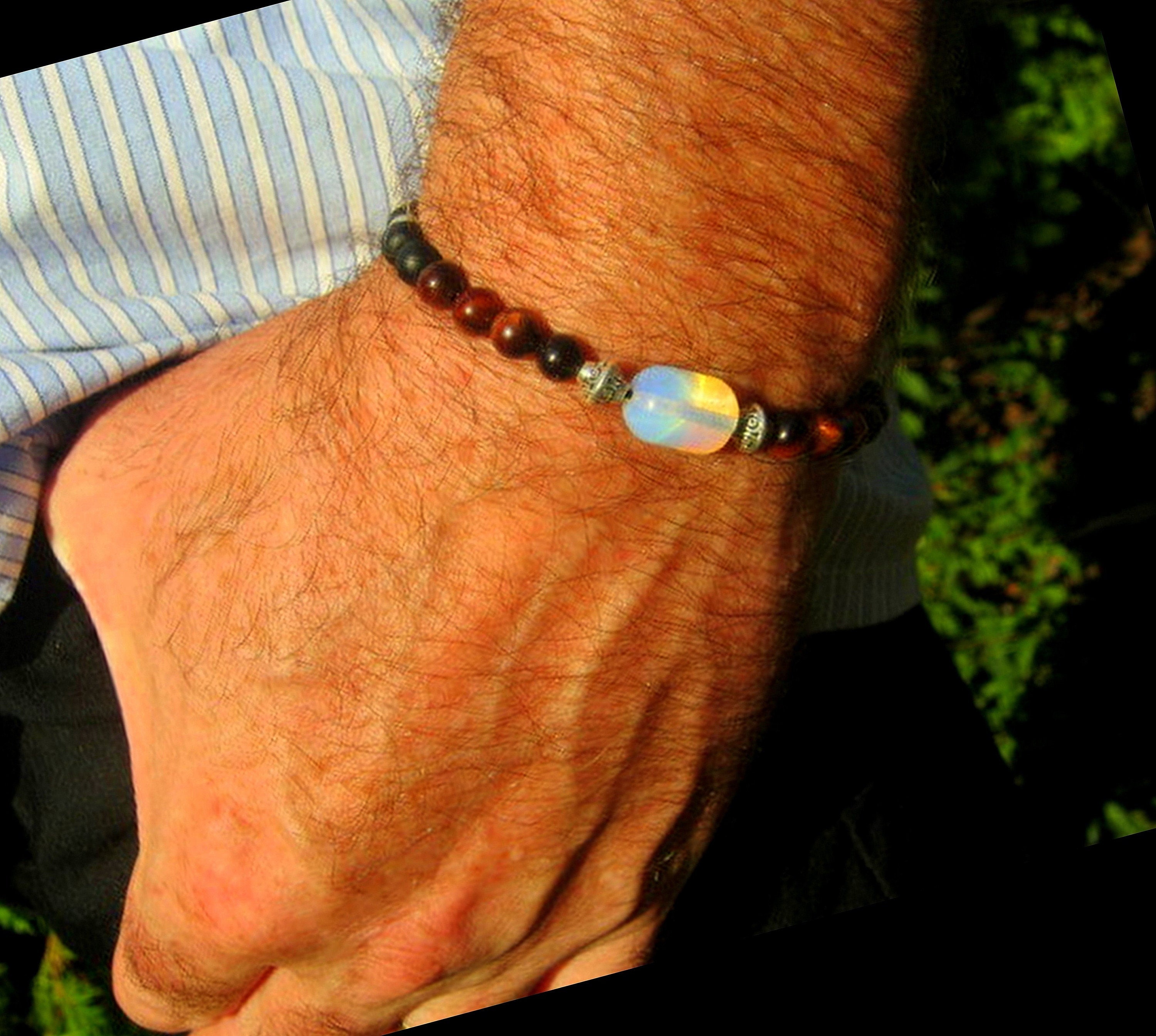 Natural Black Opal Stone Bracelet Link Bracelet 925 Silver Fine Strand  Tennis Bracelets Jewelry Female tennis bracelet jewelry