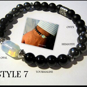 Men stone Opal Bracelet Tourmaline Hematite Onyx Tiger eye Moonstone, bestseller Healing protection bracelet men, women, couple gift 1 bracelet style 7