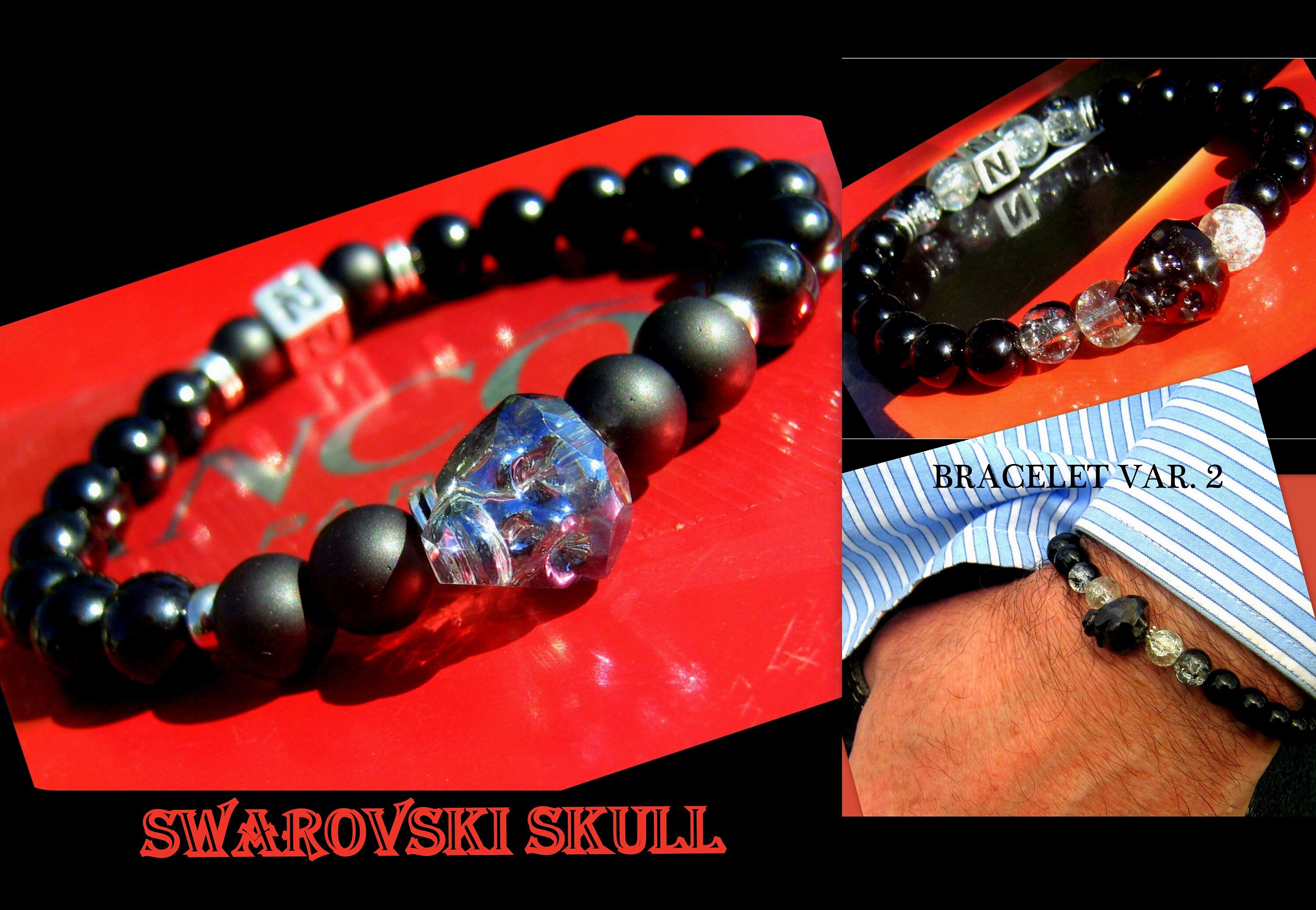 Swarovski Skull Stretch Bracelet - Silver Night at Silver Tales Jewellery |  Handmade Jewellery