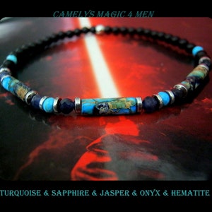 Men bracelet tiny SAPPHIRE Turquoise Imperial Jasper Onyx Hematite stone, Healing slim bracelet Men women couple September December gift