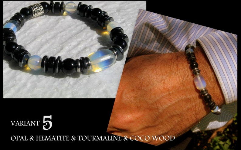 Men stone Opal Bracelet Tourmaline Hematite Onyx Tiger eye Moonstone, bestseller Healing protection bracelet men, women, couple gift 1 bracelet style 5