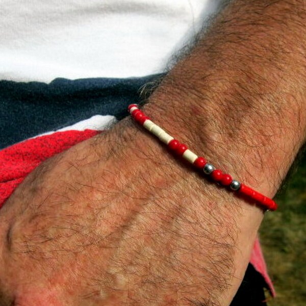 Bracelet Morse Corail rouge blanc homme/femme personnalisé Bracelets minimaliste message caché cadeau couple /homme / femme