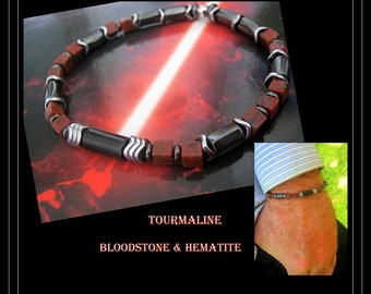 BRACELET homme Pierre rouge Jaspe sanguin impérial Tourmaline Onyx Hematite Bracelet Protection Cadeau homme