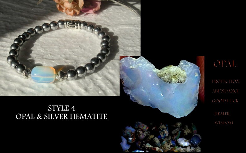 Men stone Opal Bracelet Tourmaline Hematite Onyx Tiger eye Moonstone, bestseller Healing protection bracelet men, women, couple gift 1 bracelet style 4