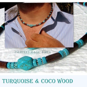Men/women Necklace stone Turquoise Coco beads  Tribal ethnic boho Necklace Men women Gift December stone