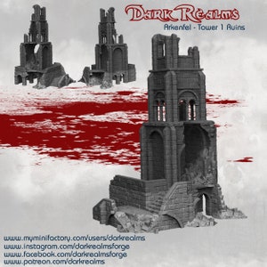 Arkenfel Tower 1 Ruins for 28mm Tabletop Fantasy Terrain - Gondor and Osgiliath Inspired