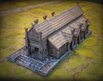 The Great Hall-Kingdom of Saxonia-Rohan 28mm Tabletop Terrain LOTR Middle Earth Edoras Inspired