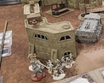 Two Level Corner Desert Building for 28mm Legion Sci-fi Tabletop Terrain