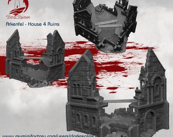 Arkenfel House 4 Ruins for 28mm Tabletop Fantasy Terrain - Gondor and Osgiliath Inspired