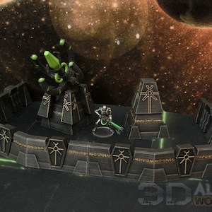 Necrontyr Defense Wall Terrain Set for 28mm Tabletop Sci-Fi Wargaming like Necromunda