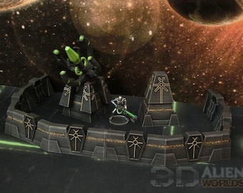 Necrontyr Defense Wall Terrain Set for 28mm Tabletop Sci-Fi Wargaming like Necromunda