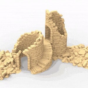 Ruins of Generica Two Tower Ruin with Rubble for 28mm Tabletop Fantasy Wargaming