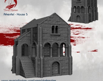 Arkenfel House 5 for 28mm Tabletop Fantasy Terrain - Gondor and Osgiliath Inspired