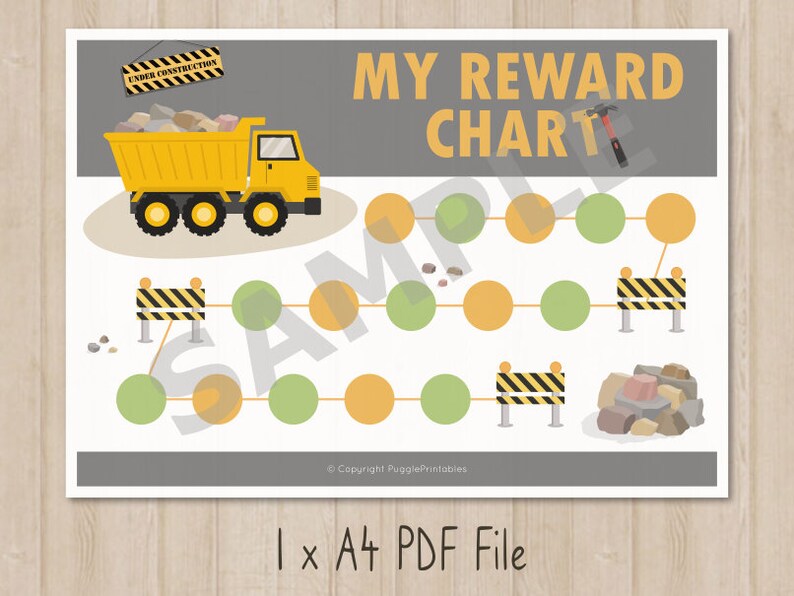 Printable Construction Dump Truck Potty Reward Chart INSTANT - Etsy ...