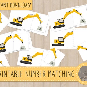 Printable Busy Bag Construction Number Matching Recognition for Kids DOWNLOAD